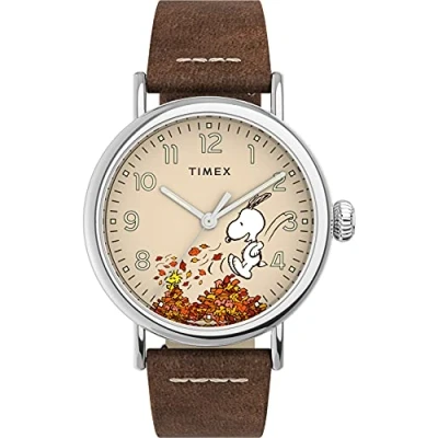 Afbeelding van Timex Standard x Peanuts Fall TW2U86200 Horloge Leer Bruin Ø 40 mm
