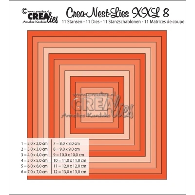 Afbeelding van Crealies Crea nest dies XXL no. 8 stans vierkant basis CLNestXXL08 / 2 cm 13