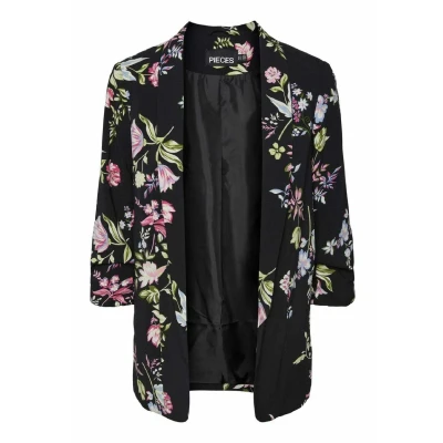 Afbeelding van Pieces Halflange jas, Dames, Maat: Large, Nero