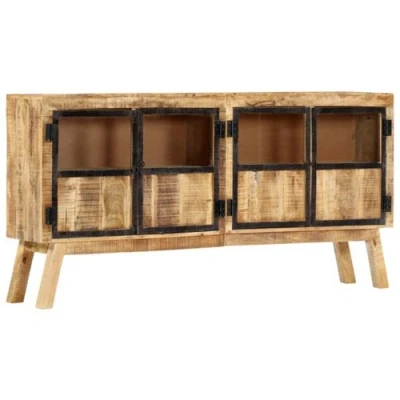 Afbeelding van vidaXL Dressoir 160x30x80 cm massief ruw mangohout bruin en zwart