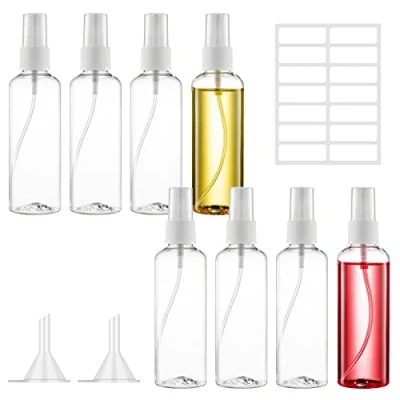 Afbeelding van Ysimple 8 x 100 ml spuitflessen, lege reisspray, draagbare reisflessen met trechter, geschikt voor parfum, water, alcohol, hydraterend water enz.