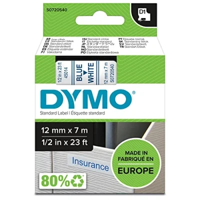 Afbeelding van Dymo 45014 (S0720540) Tape Blauw op wit (12 mm)