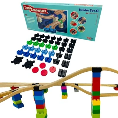 Afbeelding van Builder Set XL 44 Brio Duplo Adapters Treinbaanonderdelen Houten Treinbaan geschikt voor LEGO DUPLO©, HUBELINO, Bandits &amp; Angels, BioBuddi, Hape, BRIO©, IKEA