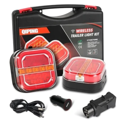 Afbeelding van Qiping 2 stuks magnetische draadloze led aanhangerplaten 12 V 24 met e mark, oplaadbaar, waterdicht