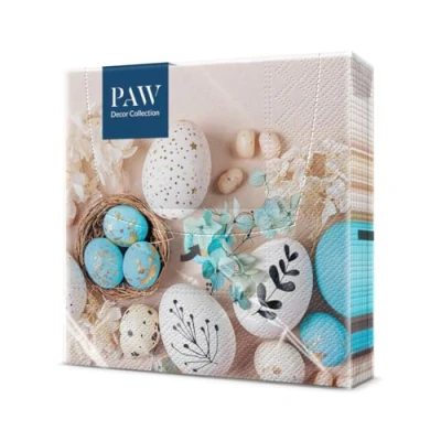 Afbeelding van PAW Papieren servetten, 3 laags (33 x 33 cm), 20 stuks, perfect voor Pasen, feesten, lente en vieringen, tafelservetten, kleurrijk zacht Pasen