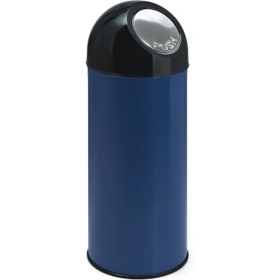 Afbeelding van Afvalbak 55ltr Pushdeksel met onderbak blauw/zwart