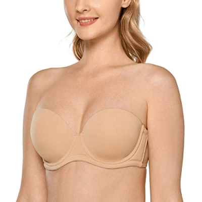 Afbeelding van Delimira Dames Onderdraad Contour Multiway Volledige Dekking Strapless BH Plus Size, Taupe, 110E