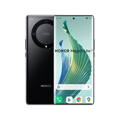 Afbeelding van HONOR Magic5 Lite 5G mobiele telefoon, smartphone batterij 5100 mAh, gebogen AMOLED display 120 Hz, dun en licht, drievoudige camera 64 MP, 8 + 256 GB, Dual SIM, Android 12, zwart