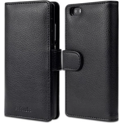 Afbeelding van Cadorabo Hoesje geschikt voor Huawei P8 LITE 2015 in ZWARTE OXIDE Beschermhoes met magnetische sluiting en 3 kaartsleuven Book Case Cover Etui