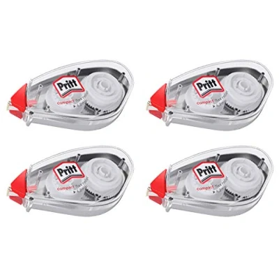 Afbeelding van Pritt PCK4B4X Compact Flex correctierollen, direct uitwisbaar, eenvoudig aan te brengen door flexibele punt, bandlengte 10 m, breedte 4,2 mm, 4 stuks