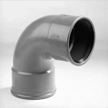 Afbeelding van Dyka Bocht 2x machet 90 klasse 41 PVC grijs keurmerk BRL52100/BRL52200 200mm