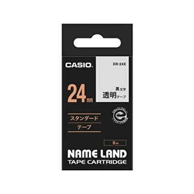 Afbeelding van Casio XR 24X1 Labeltape Tapekleur: Transparant Tekstkleur: Zwart 24 mm 8 m