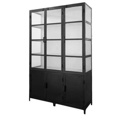 Afbeelding van Giga Meubel Vitrinekast ZwartWit Metaal 150x50x230cm
