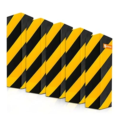 Afbeelding van CRINSTON® 5 stuks garagekolombeschermers, 40 x 20 2 cm, reflecterende hoekbescherming voor autodeuren en bumpers, voorkomt stoten krassen (geel)
