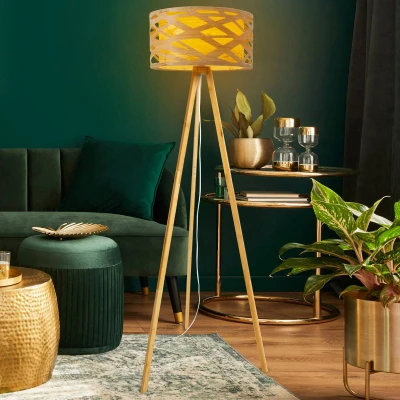 Afbeelding van Vloerlamp Finja met statiefframe van bamboe