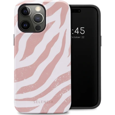 Afbeelding van Selencia Hoesje Geschikt voor iPhone 14 Pro Max Vivid Backcover Colorful Zebra Old Pink