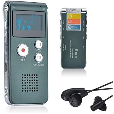 Afbeelding van Lychee 8 GB USB oplaadbare dicteertelefoon met digitale audio en MP3 speler, grijs