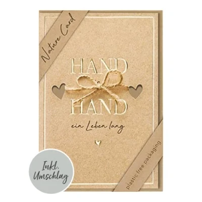 Afbeelding van bsb Handgemaakte bruiloftskaart natuurkaarten duurzame kaart met envelop felicitatiekaart huwelijkscadeau 11,5 x 17 cm