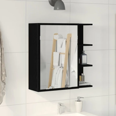 Afbeelding van vidaXL Badkamerspiegelkast Zwart eiken Gefabriceerd hout, glas