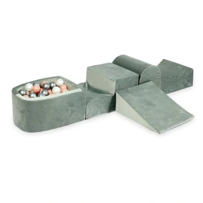 Afbeelding van Foam speelset grijs ballenbak &amp; 100 wit grijze ballen heuvel