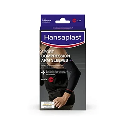 Image de Hansaplast Sport compression Wear Manchons de bras Manchon soutien musculaire, coudière favorise la récupération musculaire avec 1 paire Taille S/M