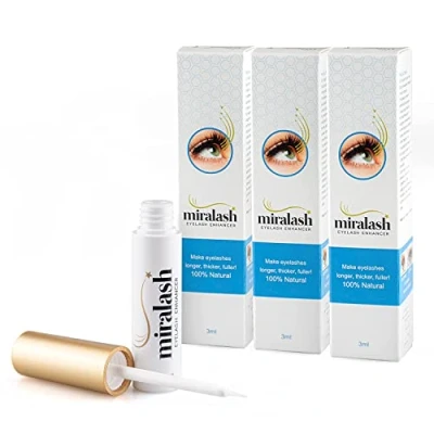 Afbeelding van MIRALASH Eyelash Conditioner 3 ml, wimperserum dat de wimpers verlengt en groei bevordert, serum voor lange dikke in donkere kleur (3 stuks)