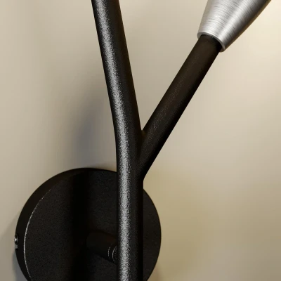 Afbeelding van Lucande wandlamp 2lichts metaal, aluminium H: 45.7 cm E27 zwart, nikkel