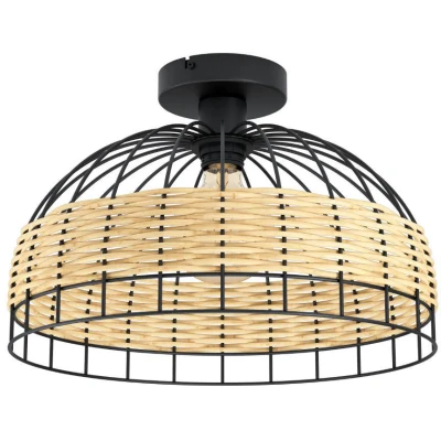 Afbeelding van EGLO Anwick Plafondlamp E27 Ø 38 cm Zwart/Rotan