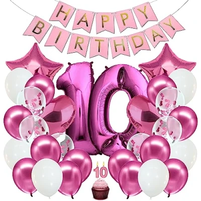 Afbeelding van Envami Ballon Verjaardag XXl Roze Reuze Folieballon In 40&quot; 101Cm Verjaardagsdecoratie Nummerballondecoratie Voor Vliegt Met Helium (Set Nr. 10)