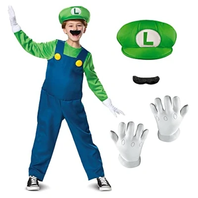 Afbeelding van Super Mario Bros Deluxe Kids Luigi kostuum, jongens, DISK10773K