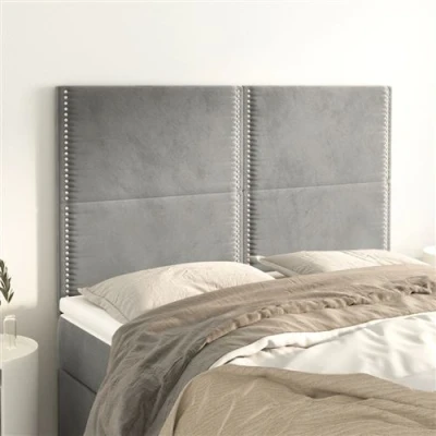 Afbeelding van vidaXL Hoofdborden 4 st 72x5x78/88 cm fluweel lichtgrijs