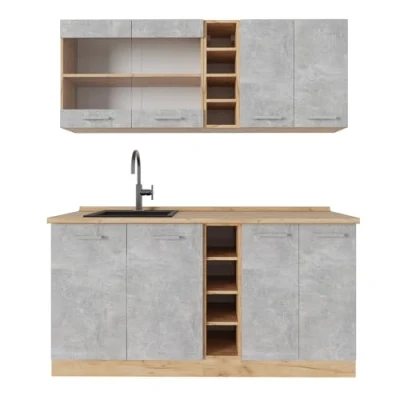 Afbeelding van Vicco Eenpersoonskeuken R Line, Beton/gouden eik, 160 cm zonder werkblad