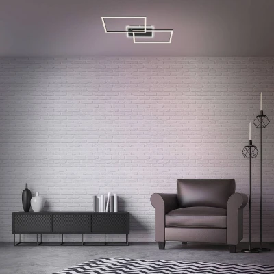 Afbeelding van Briloner Leuchten FRAME LED plafondlamp 3049 015 CCT kleurtemperatuurregeling incl. afstandsbediening backlight effect gemiddelde verlichting traploos dimbaar via IP20 25.000 branduren 50 x 38,8 8 cm
