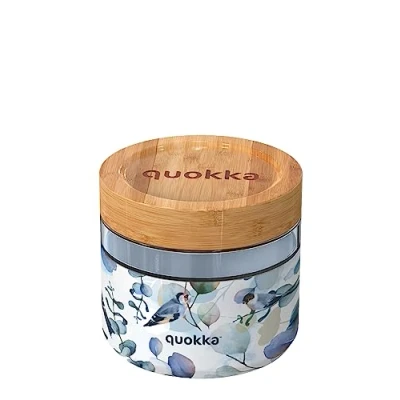 Afbeelding van Quokka DELI BLUE NATUUR Glazen voedselcontainer met siliconen deksel 820 ml