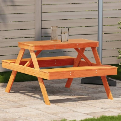 Afbeelding van Picknicktafel 105x134x75 cm massief grenenhout wasbruin