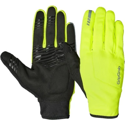 Afbeelding van GripGrab Hurricane 2 Winddichte Lente Herfst Fietshandschoenen Lange Vinger met Padding Geel Hi Vis Unisex Maat S