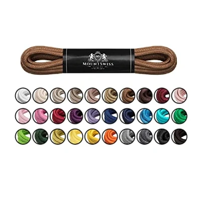 Afbeelding van Mount Swiss© Luxury veters, gewaxt, rond, voor leren schoenen, Ø 2 3 mm, lengtes 45 120 cm, kleur gember, 100