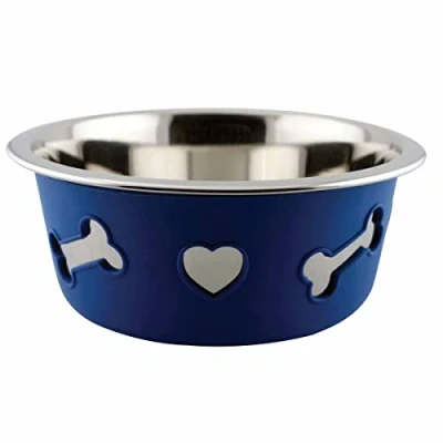 Image de Weatherbeeta Dog Bowl Non Slip Stainless Steel Silicone Bone Bleu 16cm