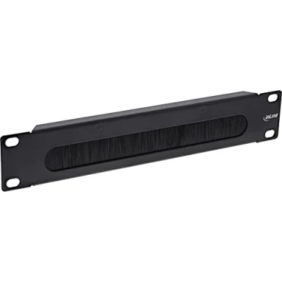 Afbeelding van InLine 19109G kabeldoorvoerplaat 10 inch met borstel, 1U, RAL 9005 zwart