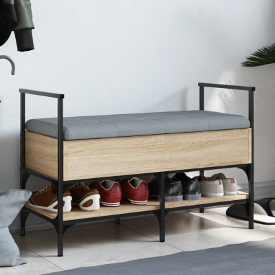 Afbeelding van Schoenenbank 85,5x42x57,5 cm bewerkt hout sonoma eikenkleurig