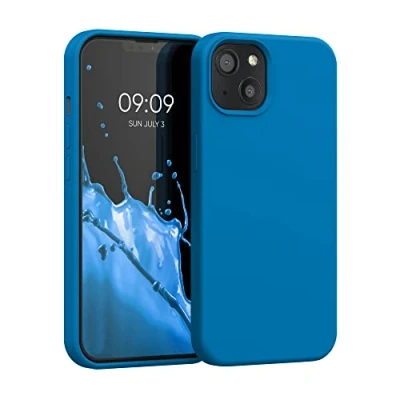 Afbeelding van kwmobile telefoonhoesje geschikt voor Apple iPhone 13 Hoesje met siliconen coating Smartphone case in rifblauw