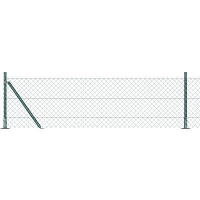 Afbeelding van vidaXL Ketting Link Hek met 13 Flenspalen 0.4x25 m Gegalvaniseerd Staal