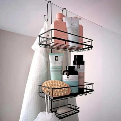 Afbeelding van Simplywire Premium doucheplank, hangend opbergrek voor badkamer, roestbestendig, zwart