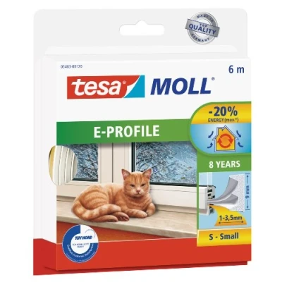 Afbeelding van Tochtstrip Tesa 6 meter (E profiel, Zelfklevend, Wit)