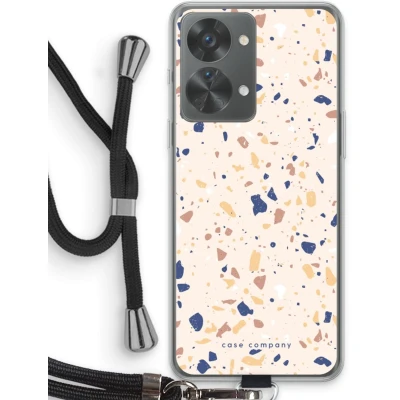 Afbeelding van Case Company® hoesje met Koord geschikt voor OnePlus Nord 2T Terrazzo N23 Telefoonhoesje Zwart Bescherming aan alle Kanten en Over de Schermrand