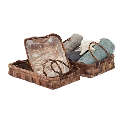 Afbeelding van relaxdays Opbergmand set van 3 gevlochten manden met handvatten mandje broodmand