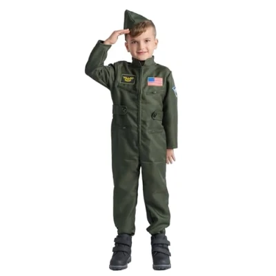 Afbeelding van Dress Up America Jachtpilotenkostuum voor kinderen, luchtmachtjacht, pilotenpak, toppistool kostuum jongens