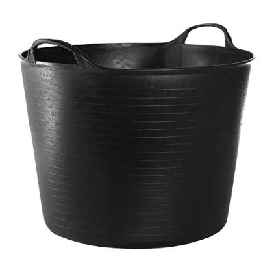 Afbeelding van RED HOG Flexi Bag Tuinmand van kunststof, 42 liter, rond, voor huis, tuin, gebouw, super sterk, multifunctioneel, versterkingsribben, scheurbestendig, handvat, levensduur: