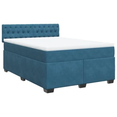 Afbeelding van vidaXL Boxspring met matras fluweel blauw 160x200 cm