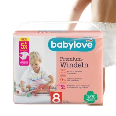 Afbeelding van babylove Premium luiers maat 8 XXL 18+ kg, 28 stuks
